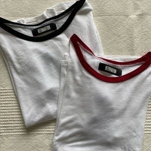 Reformation White Red Ringer Tee